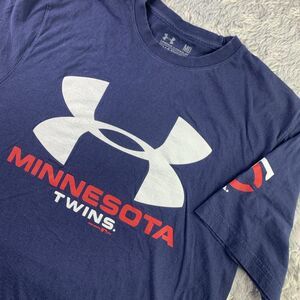 Minnesota Twins Shirt Mens Medium Blue White Red Under Armour Charged HeatGear